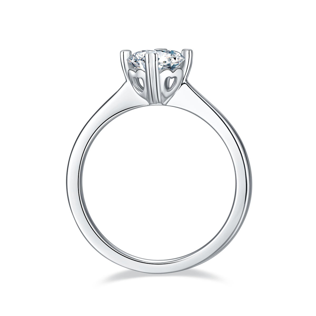 Straight arm classic four claw S925 silver plated platinum Moissanite women's ring 1 carat D-grade